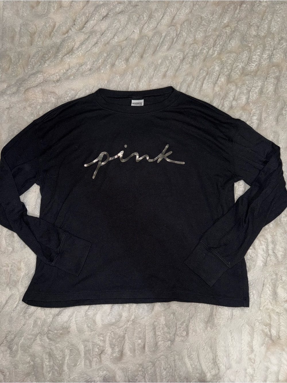 PINK Victoria's Secret Black Long Sleeve Logo Tee